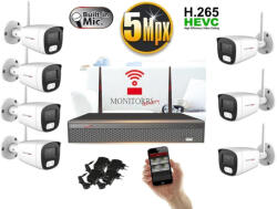 Monitorrs Security - Wifi IP kamerarendszer 7 kamerával 5 Mpix - 6121K7