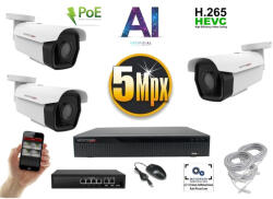  MS - AI IP park kamerarendszer 3 kamerával switchel 5 Mpix - 6185K3B