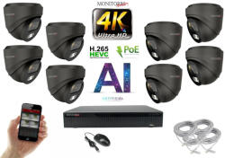 Monitorrs Security - 4K AI IP kamerarendszer 8 kamerával 8 Mpix GD - 6377K8