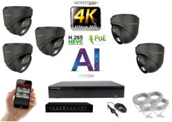  MS - 4K AI IP kamerarendszer 5 kamerával switchel 8 Mpix GD - 6377K5B