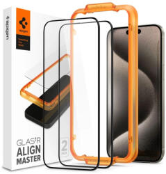 Spigen Alm Glass FC iPhone 15 Pro Max 6.7" 2 db edzett üvegfólia, fekete keret