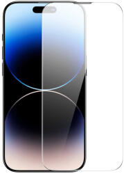Baseus 2x edzett üvegfóliakészlet iPhone 14 Pro Max teljes képernyős fólia, átlátszó, hangszórófedéllel 0, 3 mm + rögzítőkeret
