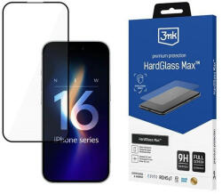 3mk Protection HardGlass Max iPhone 16 Pro Max teljes képernyős ujjlenyomamentes edzett üvegfólia, fekete
