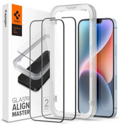 Spigen Alm Glass FC iPhone 13/13 Pro 2 db edzett üvegfólia, fekete keret