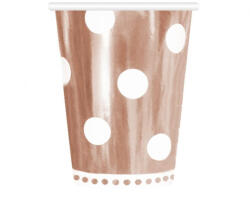 Rose Gold BandC Polka Dots papír pohár 6 db-os 266 ml (MLG128208)