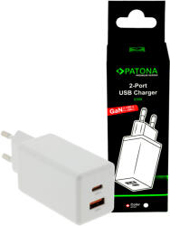 PATONA Premium GaN PD65W Adapter 1xUSB-C 1xUSB-A PD3.0 QC3.0 (2644) (PATONA_PD65W_1USBA_1USBC)