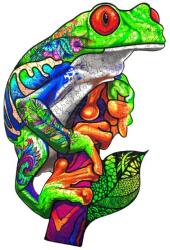 Woodbest Szemfüles béka - különleges fa kirakó 180db /32cm x 23cm/