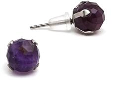 R. M. ékszer Fülbevaló fazettált acél karmos golyó ametiszt 8mm (087052)