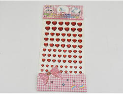  Öntapadós flitter piros szív, mix méret 84db/levél