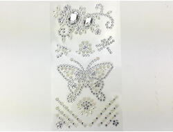  Öntapadós flitter lepkés ezüst