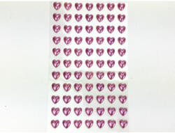 Öntapadós flitter szivecskés rózsaszín 77db/levél