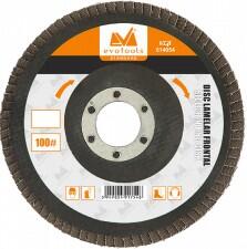 Evotools Disc lamelar frontal de 115 mm cu granulatie 60G, pentru polizoare unghiulare manuale. Lamele radiale din granule abrazive pe suport textil, fixate pe taler din fibra de sticla armata cu liant polimer
