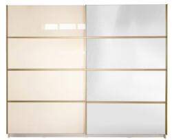 Spectral Mobila Gold Dulap 2500 Crem cu usi MDF Lucios si Oglinda + 1 Comoda Garderoba