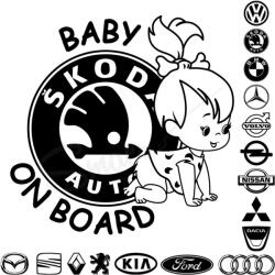 SMAER Sticker auto fetita - Baby on board personalizat cu marca auto - M_rime: 20cm