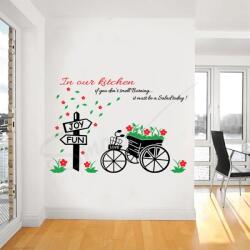 SMAER Sticker In our kitchen - Sticker de perete floral si text - M_rime: 90cm*65cm