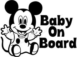 SMAER Sticker auto Mickey - Baby on board personalizat - Baiat - M_rime: 20cm*15cm