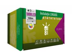 Toolsy Instalatie Craciun, 100 m, 1000 Led-uri , Liniara, Multicolor, 8 jocuri de lumini, Transformator, Interconectabila, Prelungitor 3 m inclus, Fir Verde, Flippy (teo-108348)