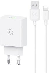 USAMS SCXLTZ03 SC Series hálózati töltő 1xUSB-A csatlakozással és USB-A - Lightning kábellel 18W - fehér