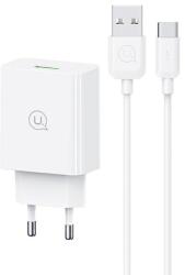 USAMS SCXLTZ02 SC Series hálózati töltő 1xUSB-A csatlakozással és USB-A - Type-C kábellel 18W - fehér
