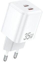 Awei PD65-EU hálózati töltő 2xUSB-C csatlakozással 35W GaN - fehér