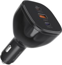 Choetech TC0024 autós töltő 1xUSB-A és 1xUSB-C csatlakozással 160W PD3.1 - fekete