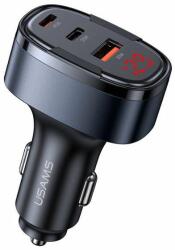 USAMS C42 autós töltő 1xUSB és 2xUSB-C csatlakozással 100W - fekete