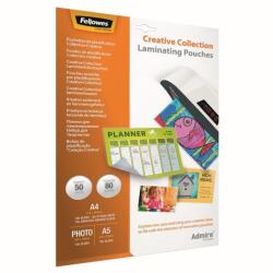Fellowes Lamináló fólia, 80 mikron, 5 klf. méretben 5x10 db/doboz, Admire Creativ (5602301) (5602301)