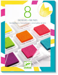 Djeco Tintapárnák nyomdához élénk színek - Kreatív eszköz - 8 ink pads and 1 cleaner - pop - DJ09798