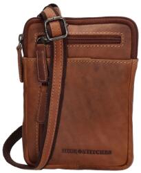 Hide And Stiches zippes kis konyak színű bőr válltáska 20270005