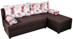 Bedora Modena Coffee Jasmine Flower Sarokülő 206x145x80 cm, kihúzható, tárolóládás, átfordítható, textil, barna, piros