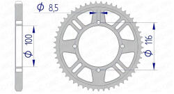 AFAM alumínium hátsó lánckerék 428 / 55 fog KX 80 / 85 AFAM Erőátviteli alkatrész Lánc, lánckerék, láncszett