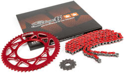 Stage6 Lánckészlet 14x53 - 420 Stage6 alumínium CNC piros Rieju MRT Stage6 Erőátviteli alkatrész Lánc, lánckerék, láncszett
