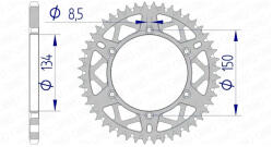 AFAM alumínium hátsó lánckerék, 49 fog, Kawasaki KX / KXF AFAM Erőátviteli alkatrész Lánc, lánckerék, láncszett