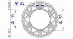 AFAM Hátsó fogaskerék Afam alumínium ön-tisztító 47 fog Yamaha YZ / YZF AFAM Erőátviteli alkatrész Lánc, lánckerék, láncszett