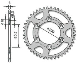 Standard Parts Hátsó lánckerék IGM Rieju RR / Spike 80.2 mm 6 lyuk 44 fog Standard Parts Erőátviteli alkatrész Lánc, lánckerék, láncszett
