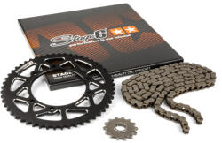 Stage6 Lánckészlet 13x53 - 420 Stage6 alumínium CNC fekete Rieju MRT Stage6 Erőátviteli alkatrész Lánc, lánckerék, láncszett