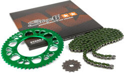 Stage6 Lánckészlet 14x53 - 420 Stage6 alumínium CNC zöld Aprilia SX 50 Stage6 Erőátviteli alkatrész Lánc, lánckerék, láncszett