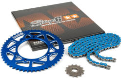 Stage6 Lánckészlet 13x53 - 420 Stage6 alumínium CNC kék Rieju MRT Stage6 Erőátviteli alkatrész Lánc, lánckerék, láncszett