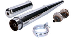 Motomotors Kipufogó króm 28mm kúp ellenkúppal perforált Simson S50, S51, S53, S70, S83, KR51/2, S53, S70, S83, KR51/2 Motomotors Kipufogó és alkatrészei Kipufogó Mofa kipufogó