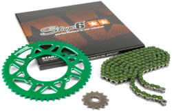 Stage6 Lánckészlet 14x53 - 420 Stage6 alumínium CNC zöld Beta RR Stage6 Erőátviteli alkatrész Lánc, lánckerék, láncszett