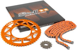 Stage6 Lánckészlet 13x53 - 420 Stage6 alumínium CNC narancssárga Rieju MRT Stage6 Erőátviteli alkatrész Lánc, lánckerék, láncszett