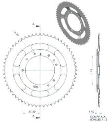 Standard Parts Hátsó lánckerék 60 foggal MBK 51S (Grimeca felnik d. 98mm) Standard Parts Erőátviteli alkatrész Lánc, lánckerék, láncszett