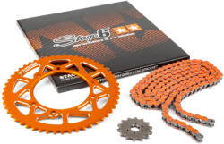 Stage6 Lánckészlet 14x53 - 420 Stage6 alumínium CNC narancssárga Derbi Senda X-treme Stage6 Erőátviteli alkatrész Lánc, lánckerék, láncszett