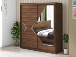  Dressing cu oglinda Domino, culoare Nuc, 200 x 215 x 59 cm Garderoba