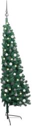 vidaXL Jumătate cu LED si globuri 180 cm verde (3077651)