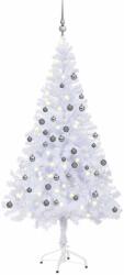 vidaXL Brad cu LED-uri&globuri 150 cm alb (3077665)
