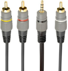 Gembird Cablu audio Gembird Jack 3.5 mm Male - 3x RCA Male, 1.5m, negru-gri (CCAP-4P3R-1.5M)