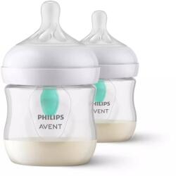 Philips Set Philips-Avent 2 Biberoane Natural Response Scy670/02 Dispozitiv Anticolici Airfree 125Ml Debit 2 Tetina Fara Scurgeri +0 Luni Fara BPA Transparent (SCY670/02)