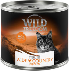 Wild Freedom 6x200g Wild Freedom Adult Sterilised Wide Country - csirke pur gabonamentes nedves macskatáp