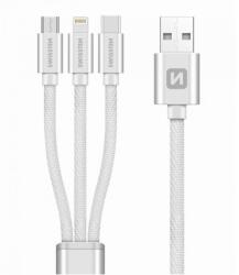 SWISSTEN USB-A Apa - USB-C/Lightning/Micro USB-B Apa 2.0 iPhone Töltőkábel - Fehér 1.2m